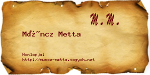 Müncz Metta névjegykártya